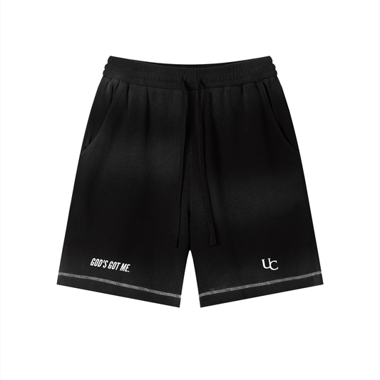 Unisex Sunfade Waffle Raw Hem Shorts