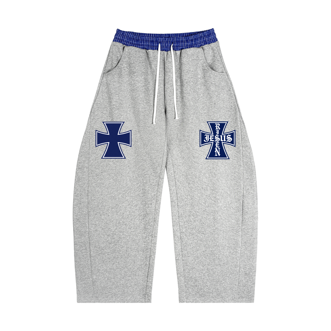 Pantalones de chándal de corte holgado con cintura a cuadros