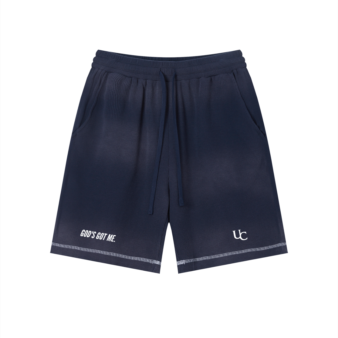 Unisex Sunfade Waffle Raw Hem Shorts