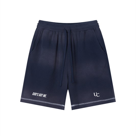 Unisex Sunfade Waffle Raw Hem Shorts