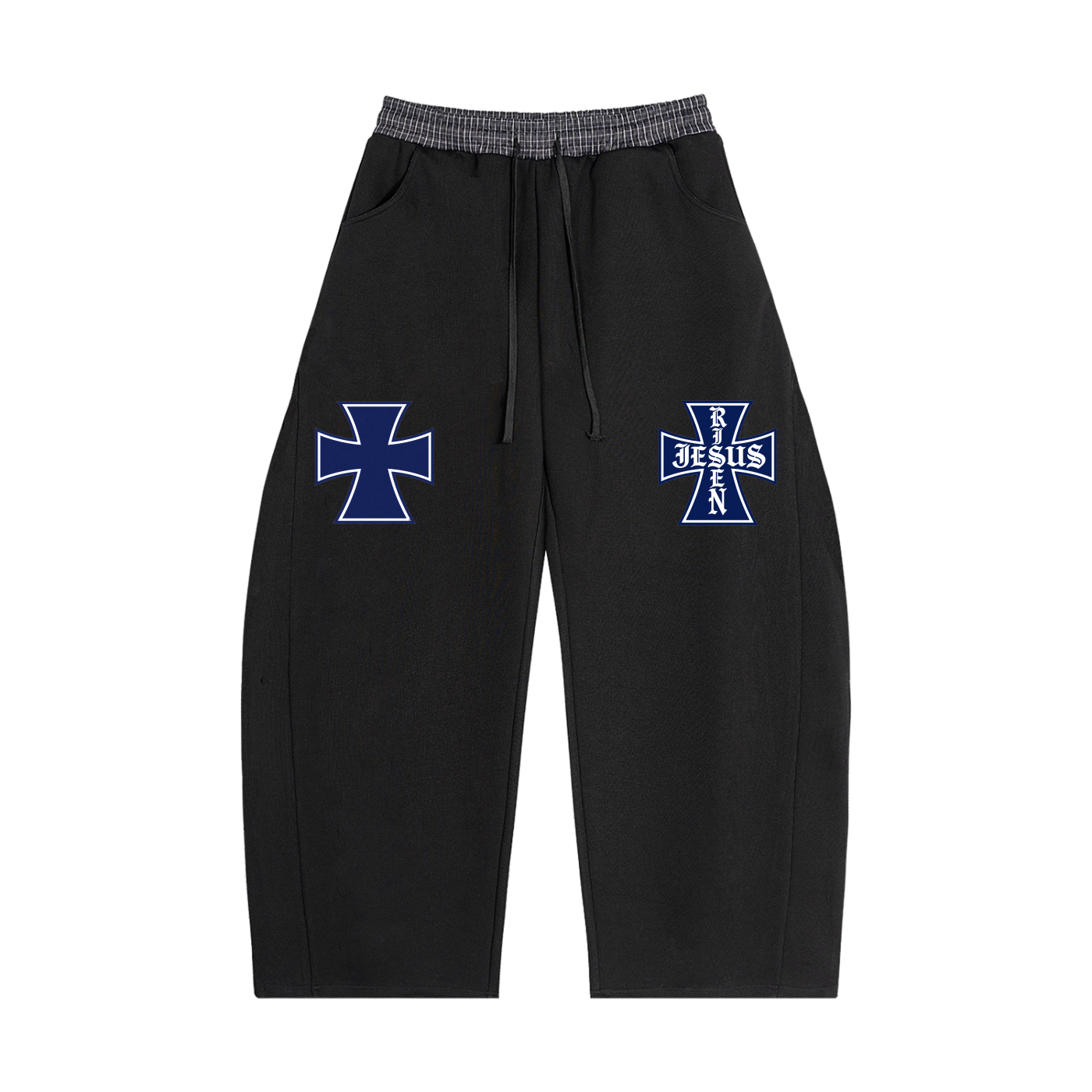 Pantalones de chándal de corte holgado con cintura a cuadros